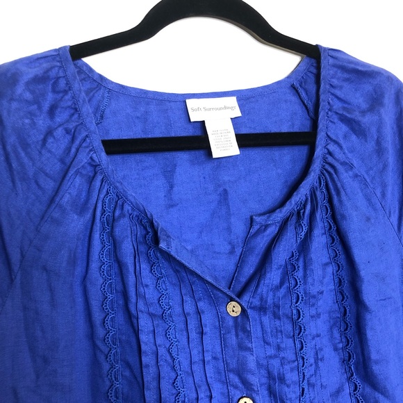 Soft Surroundings Linen Oversized Blouse Blue Size XS - Picture 7 of 7